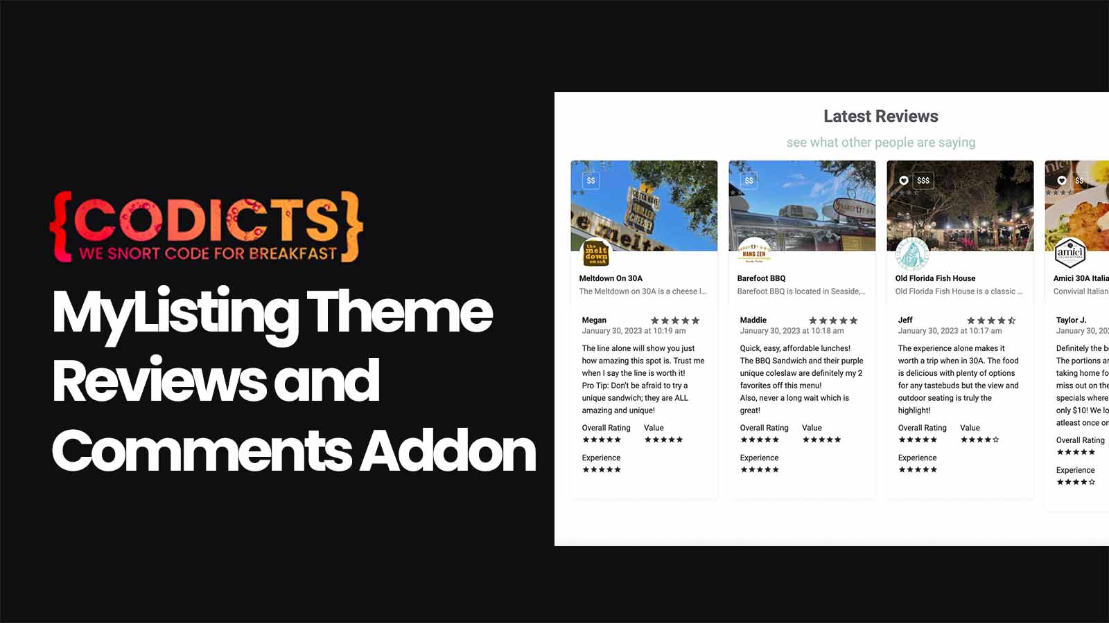 {CODICTS} MyListing Theme - Reviews and Comments Addon