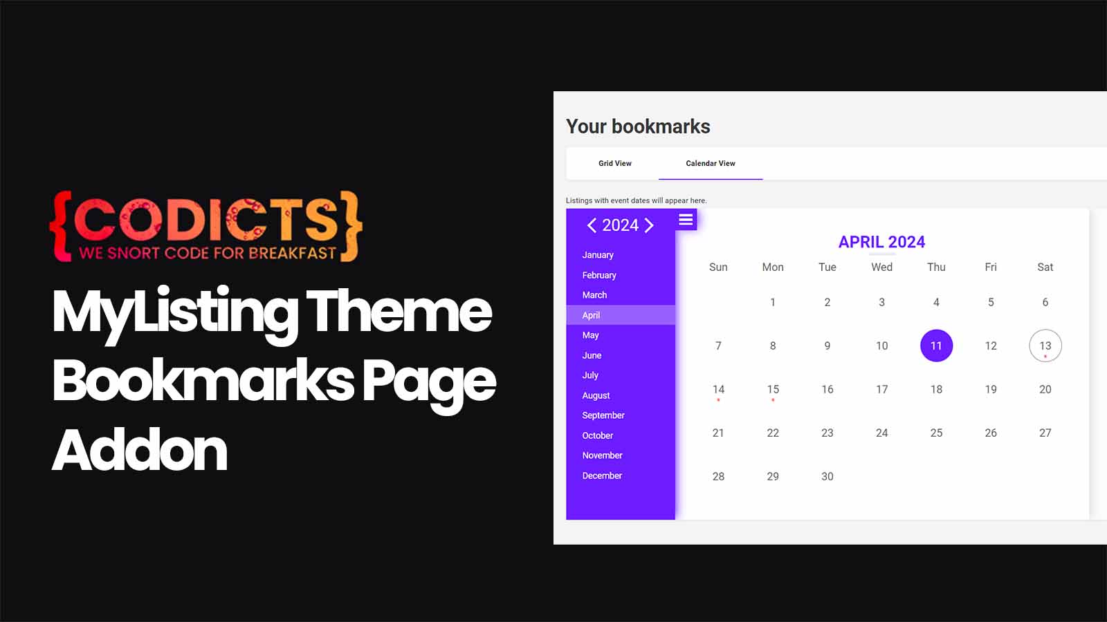 {CODICTS} MyListing Theme - Bookmarks Page Addon
