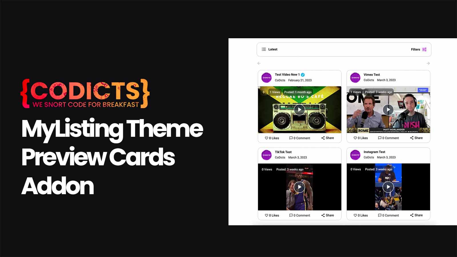 {CODICTS} MyListing Theme - Preview Cards Addon