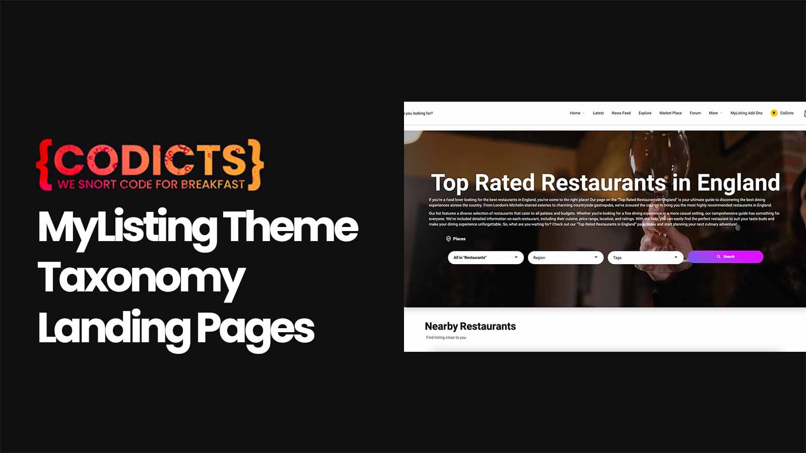 {CODICTS} MyListing Theme - Taxonomy Landing Pages