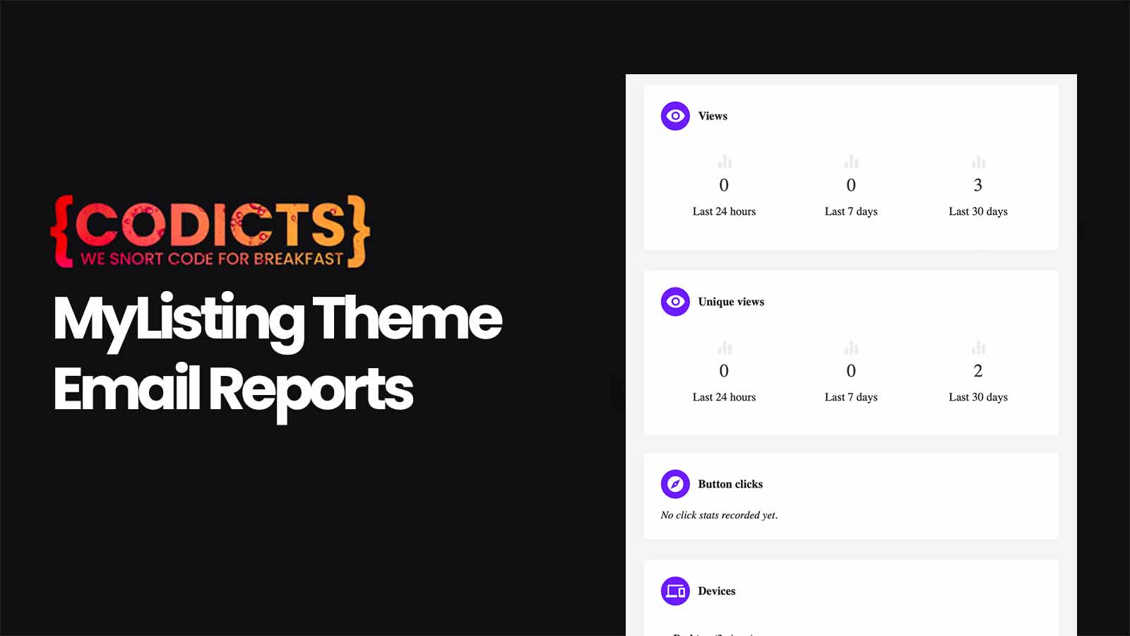 {CODICTS} MyListing Theme - Email Reports