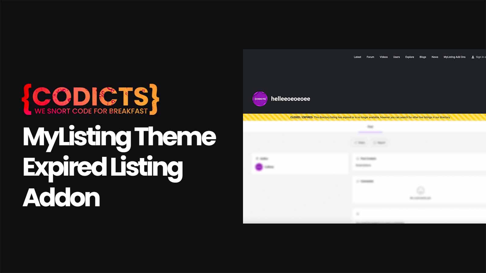 {CODICTS} MyListing Theme - Expired Listing Addon