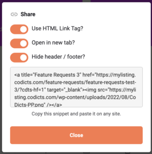 {CODICTS} MyListing Theme Share Tags Generator