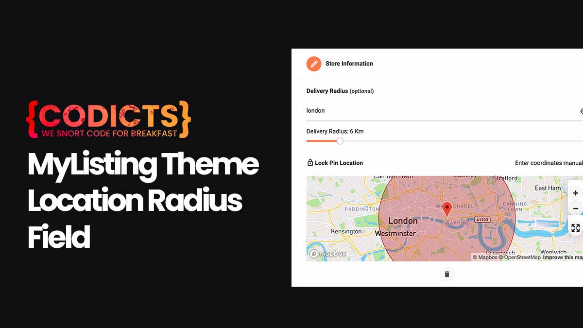 {CODICTS} MyListing Theme - Location Radius Field