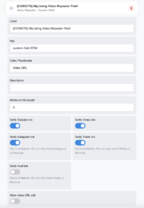 {CODICTS} MyListing Theme Video Repeater Field