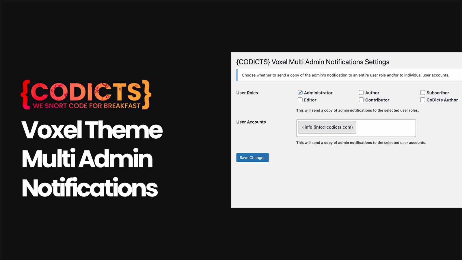 {CODICTS} Voxel Theme - Multi Admin Notifications