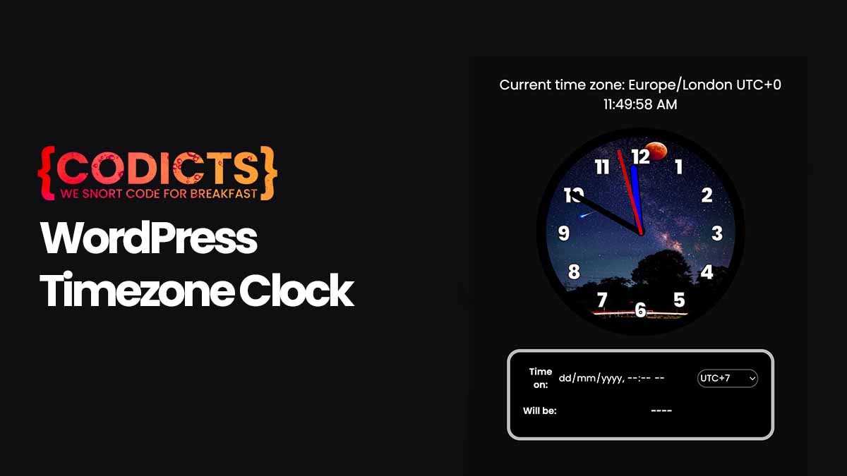 {CODICTS} WordPress - Timezone Clock
