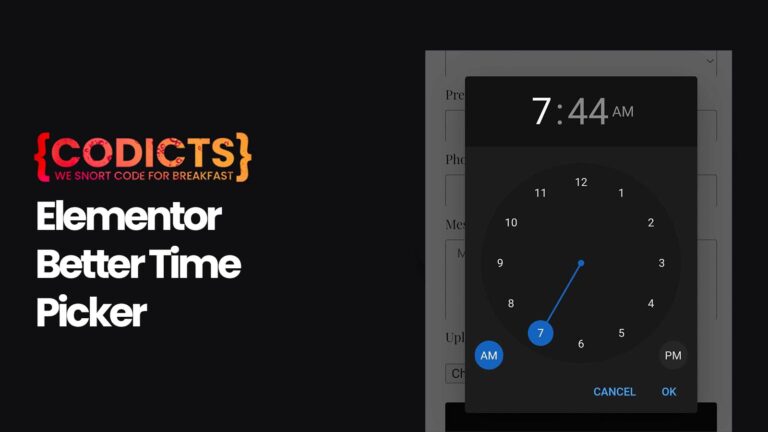 CoDicts Elementor Better Time Picker Add-On Plugin