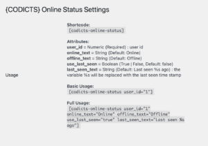 {CODICTS} WordPress Online Status