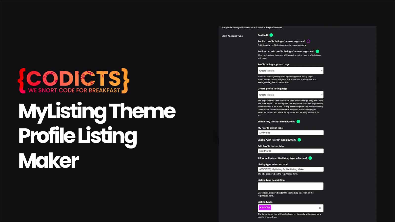 {CODICTS} MyListing Theme - Profile Listing Maker - CoDicts