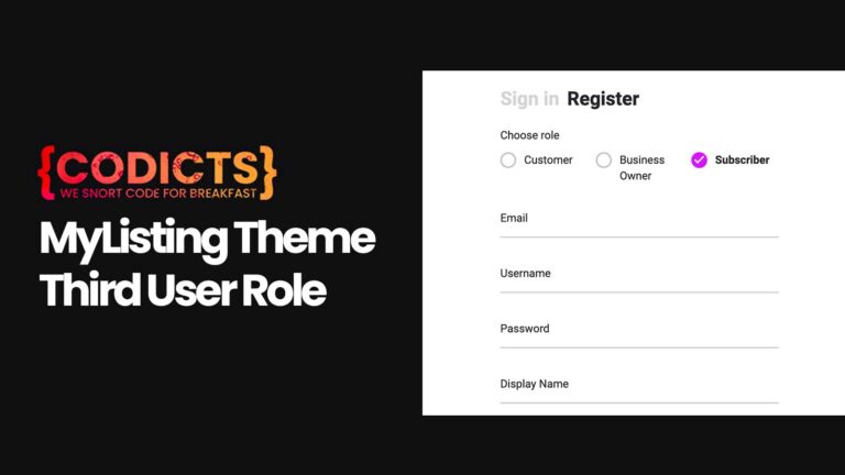 {CODICTS} MyListing Theme Third User Role Add-On Plugin