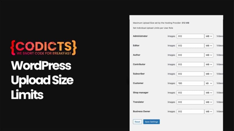 WordPress Upload Size Limits Add-On Plugin