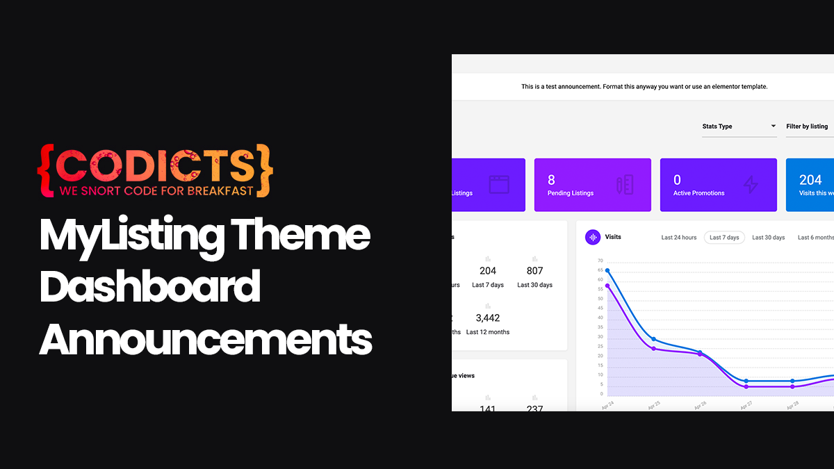 {CODICTS} MyListing Theme - Dashboard Announcements