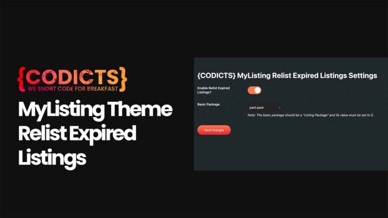 CODICTS MyListing Theme Relist Expired Listings Add-On Plugin
