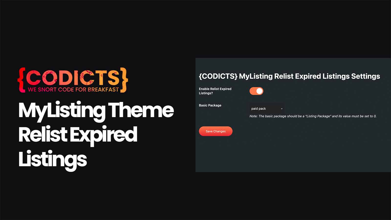 {CODICTS} MyListing Theme - Relist Expired Listings