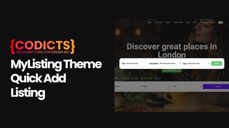 MyListing Theme Quick Add Listing Add-On Plugin