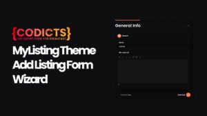 CODICTS MyListing Theme Add Listing Form Wizard - Custom WordPress Development - CoDicts